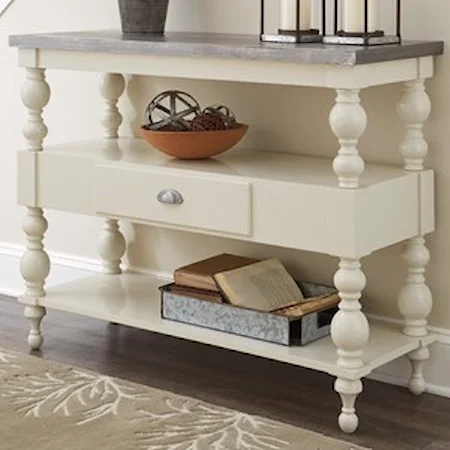 Transitional Sofa Table with Metal Table Top